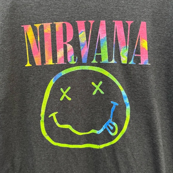 Graphic Band T Shirt Nirvana Womens Large Charcoal - Picture 3 of 6
